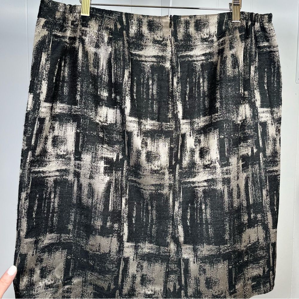 Talbots Black / Taupe Wool Blend A-Line Skirt Lined Lightweight Size 16W